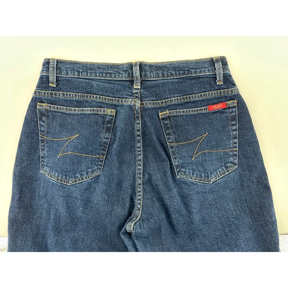 Zena Denim Jeans Womens 6 Dark Wash Straight Leg Mid Rise Fall Winter Blue Jeans